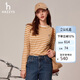 哈吉斯（HAZZYS）女裝條紋長(zhǎng)袖T恤ABTSE0BCX01 米色BI 165/88A40