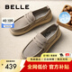 百麗七夕禮物戶外工裝鞋男25春新牛皮革軟底輕便皮鞋A1859AM5 灰色-打孔A2011 41 (255mm)