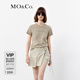 MO&Co.【涼感】T恤夏啞光鉚釘臟染褪色dirtyfit彈力正肩美式摩安珂 甘草綠色 S 160