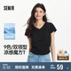 森馬（Semir）短袖t恤女短款修身圓領(lǐng)內(nèi)搭25夏涼感收腰V領(lǐng)上衣辣妹109325100006