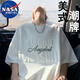 NASA MARVEL短袖T恤夏季男士休閑圓領(lǐng)美式潮牌透氣寬松戶外上衣 白色 2XL
