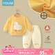 優(yōu)奇兒童套裝秋裝2025新款寶寶分體上衣褲子?jì)胗變盒l(wèi)衣兩件套外穿衣服 可愛小鴨 80