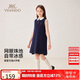 英氏（YEEHOO）女童連衣裙兒童背心裙中大童裝裙子polo翻領(lǐng)A字裙夏 深藍(lán)  130 