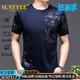 SUSTYLE短袖T恤男士 高端奢侈品男裝夏季高檔絲光棉圓領(lǐng)半袖冰絲體恤 上青 XL