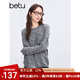 百圖betu女裝冬季新款毛衣圓領(lǐng)慵懶風(fēng)毛巾繡提花套頭毛衫2411T40 灰色 M