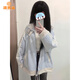 派吉鯊學(xué)院風(fēng)街頭拼接棒球服女2025年新款BF風(fēng)休閑oversize短外套 藍(lán)色【版】 S 【建議80-100斤】