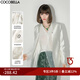 COCOBELLA設(shè)計(jì)感拼接絲光質(zhì)感西裝女秋輕奢風(fēng)氣質(zhì)OL西服SI533 珠光白 S