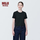 無(wú)印良品（MUJI）女式 粗細(xì)不均紗線(xiàn) 短款短袖T恤 上衣打底衫內(nèi)搭 25年夏季 女裝 黑色 5S XL  (165/92A)