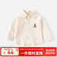 班喜迪男童襯衫春秋款2025新款兒童卡通刺繡翻領(lǐng)上衣男寶寶純棉百搭襯衣 米色 120