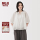 無(wú)印良品（MUJI）女式 強(qiáng)捻短袖罩衫 t恤上衣打底衫女款內(nèi)搭女裝25年夏季 BC2LLC5S 米白色 M (160/84A)