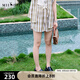 謎底格紋短褲女2025夏新款復(fù)古文藝百搭松緊腰寬松褲子256MK6271 棕綠格 L