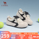 駱駝（CAMEL）松包德訓(xùn)鞋女活力革網(wǎng)撞色拼接休閑板鞋 L25A245022 米/黑  37 