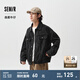 森馬（Semir）森柔牛仔|夾克男復(fù)古牛仔外套春季時(shí)尚繡花工裝寬松翻領(lǐng)上衣 牛仔水洗黑98201 XL