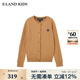 E·LAND KIDS衣戀 100%綿羊毛冬季新品女童立體絞花針織開衫 Beige米色/35 170 cm