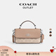蔻馳（COACH）【禮物】奧萊女士夏季女包經(jīng)典標(biāo)志老花JOSIE迷你頂部手柄手袋 SV/沙黃色/灰褐色
