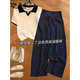 妍莉芬（yanlifen）歐貨2025年夏季新款穿搭衣服松弛感白色冰絲t恤褲子兩件套裝女裝 白色上衣+褲子 XL 【120-130斤】