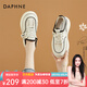 達(dá)芙妮（DAPHNE）網(wǎng)面鞋女夏季透氣板鞋休閑鞋英倫風(fēng)學(xué)生增高小白鞋厚底2025新款 米黑色 37標(biāo)準(zhǔn)碼