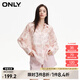 ONLY春夏玫瑰印花圓弧底擺翻領長袖襯衫女|124105020 HB5 模糊玫瑰 165/84A/M