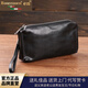 洛斯伯里品牌手拿包男真皮商務(wù)休閑手抓包長(cháng)款拉鏈錢(qián)包男士頭層牛皮手機包夾包 黑色小號-禮盒裝 21*11.5*4cm