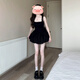 FSHE黑色無袖吊帶連衣裙子女夏季法式絕美甜辣妹氣質(zhì)收腰顯瘦蓬蓬短裙 【黑色】2025新款女裝甜辣穿搭/ S 40/45kg