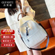 古梵緹雙肩包女 新款時(shí)尚百搭軟皮旅行背包 生日實(shí)用禮物送女友送老婆 米白色+可愛(ài)掛件