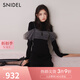 SNIDEL秋冬薄紗吊帶半高領針織連衣裙兩件套SWNO245065 黑色 均碼 （F）