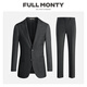 FULL MONTY羊毛西服套裝男高檔修身輕商務(wù)西裝套裝職業(yè)正裝結(jié)婚禮服 碳灰6589 48 碼上衣【西褲尺碼找客服備注】