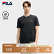 FILA 斐樂官方男裝針織短袖衫2025夏季新款時(shí)尚休閑簡約基礎(chǔ)黑T恤 正黑色-BK L 175/96A/L