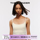 The Blender25夏純色打底吊帶無縫針織固定薄胸墊羅紋舒適顯瘦內(nèi)搭女上衣背心 奶油白 M