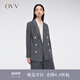 OVV2024春夏新款女裝韓國進(jìn)口亞麻混紡雙排扣西服外套 牛仔藍(lán)（凈色）13 XL