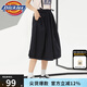dickies半身裙女 純色學(xué)院風(fēng)a字中吊帶長(zhǎng)裙 DK010196 黑色 L （28）
