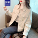 羅蒙（ROMON）春秋季韓版短外套女裝2024新款時(shí)尚寬松短款風(fēng)衣女士夾克衫上衣潮 米白色 L （120-135斤）