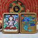 青藏源西藏純手繪扎基拉姆黃黑財(cái)神大黑天文殊菩薩藥師佛小唐卡佛牌吊墜 四臂觀音生肖鼠守護(hù)神4*5cm