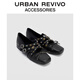 URBAN REVIVO2025秋季新款女蝴蝶結(jié)鉚釘芭蕾舞單鞋UAYS50018 深咖棕 37