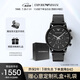 安普里奧·阿瑪尼（Emporio Armani）手表男士黑武士系列 曜黑皮帶休閑石英表生日禮物送男友AR1918