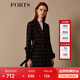 PORTS寶姿新品女裝優(yōu)雅格紋英倫風收腰風衣 黑色 M (6)