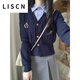 LISCNpolo領(lǐng)假兩件針織開(kāi)衫毛衣女2026春秋季新款英倫學(xué)院風(fēng)設計感上衣 藏青色 S [建議70-90斤]
