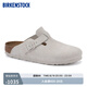 BIRKENSTOCK勃肯德國進口男女款牛皮絨面革軟木Boston包頭拖鞋 復古白色窄版1024740 38