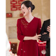 帕絲特【婚慶禮服】喜婆婆氣質喜媽媽婚宴宴會婚慶禮服連衣裙 紅色  M