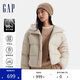 GAP女裝秋冬印花logo立領連帽羽絨服簡約保暖夾克外套619744