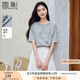 香影灰色t恤女短袖2025夏季新款花邊拼接純棉減齡蝴蝶結(jié)上衣小衫 淺灰 L 165/88A/110-125斤