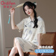 歐迪芬（Ordifen）【國風(fēng)新中式】睡裙女純棉夏季短袖薄款2025新款睡衣連衣裙高級感