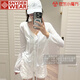 SNYDER WEAR新款開衫女秋季韓系條紋百搭開衫女綁帶寬松顯瘦涼感空調(diào)衫上衣女 藍(lán)色單件開衫 薄款 S 建議75-95斤