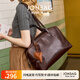 簡(jiǎn)·佰格（JONBAG）復(fù)古波士頓百搭托特包女士包包2025新款大容量輕奢通勤手提單肩包 咖啡色