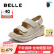 百麗（Belle）簡約休閑勃肯鞋女2025夏新商場同款厚底舒適涼鞋D9J2DBL5 米色 37 (235mm)