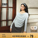 森馬（Semir）長袖T恤女短款不規(guī)則設(shè)計(jì)感修身顯瘦2025秋蕩領(lǐng)薄款107625101097
