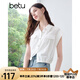 百圖betu女裝2025夏季新款襯衫時髦小飛袖短款短袖上衣開衫女2505T31 白色 L