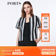 PORTS寶姿 春夏新品女裝圓領(lǐng)短袖袖條紋針織外套LA8J066FFT004 黑色條紋 S (4)