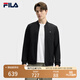 FILA 斐樂官方男裝針織長袖外套2025夏新款休閑基礎立領運動上衣 正黑色-BK M 170/92A/M