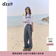 DZZIT地素短袖T恤2025夏季新款休閑水洗印花純棉寬松上衣女3J2B3401C 漂白色 S